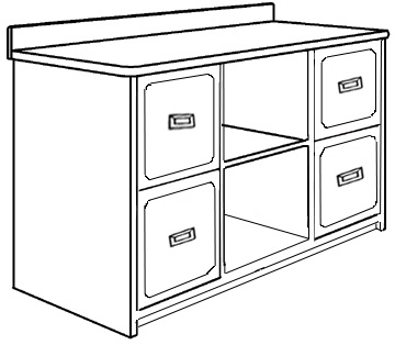 Woodcrest Media Cabinet w\/4 Drawers & 2 Open Compartments, 48"W